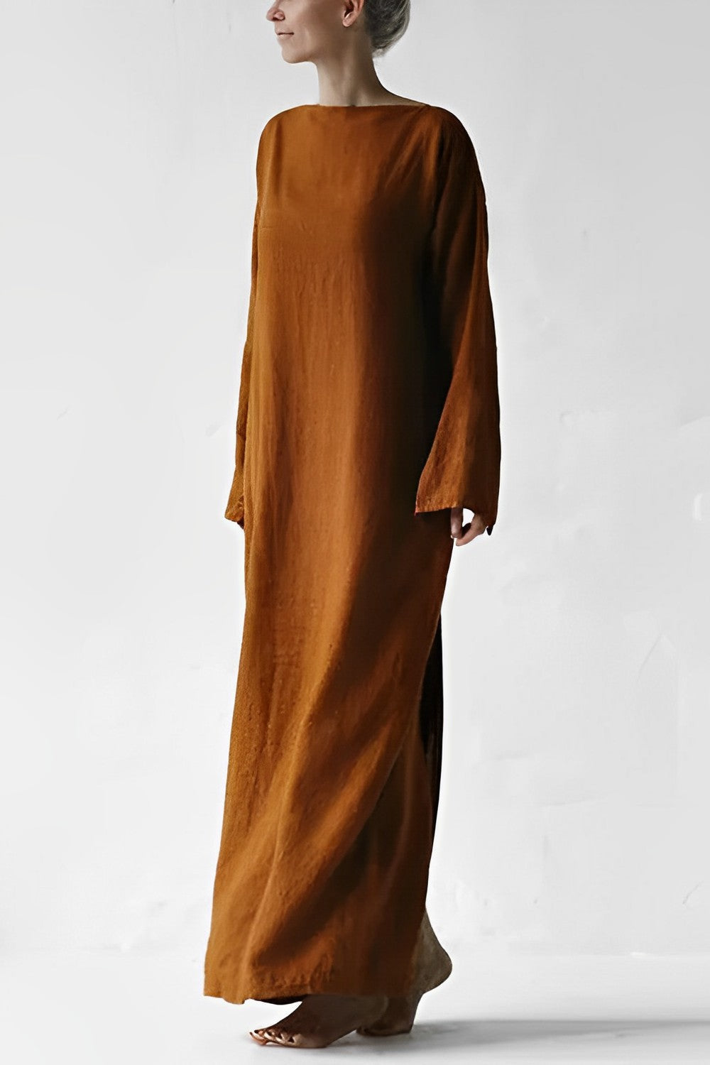 WW - Leinen Wickel Maxikleid