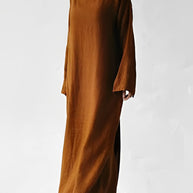 WW - Leinen Wickel Maxikleid