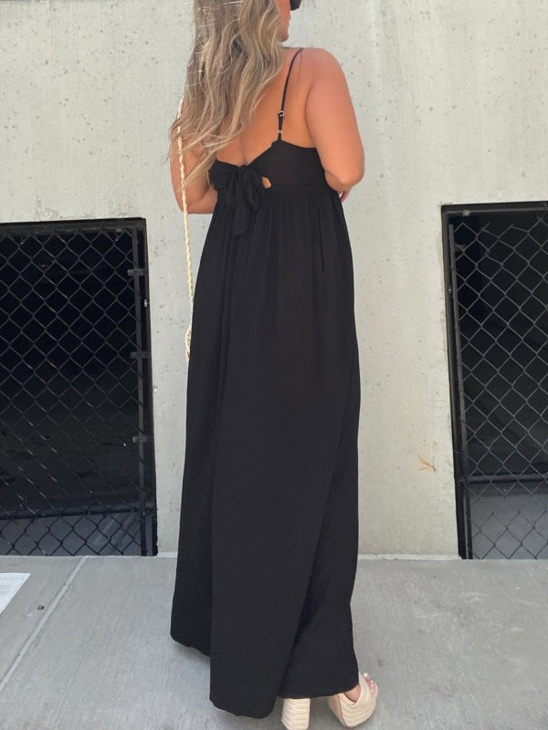 WW | Jumpsuit mit V-Ausschnitt und Breiten Trägern