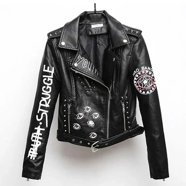 WW | Lederjacke Mit Coolem Aufdruck
