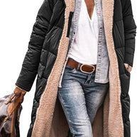 Reversible Sherpa Fleece lange Puffermäntel mit Kapuze Oberbekleidung