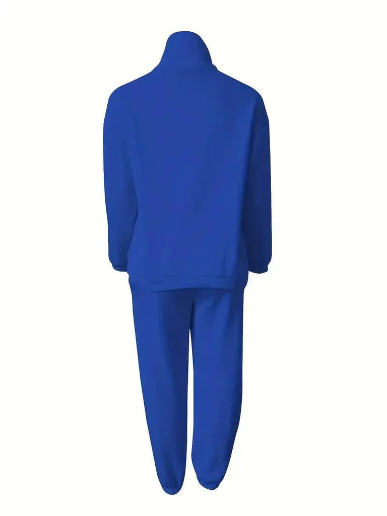 WW | Jogger Set Halber Reißverschluss Elastischer Bund Sweat Set Trainingsanzüge Damen