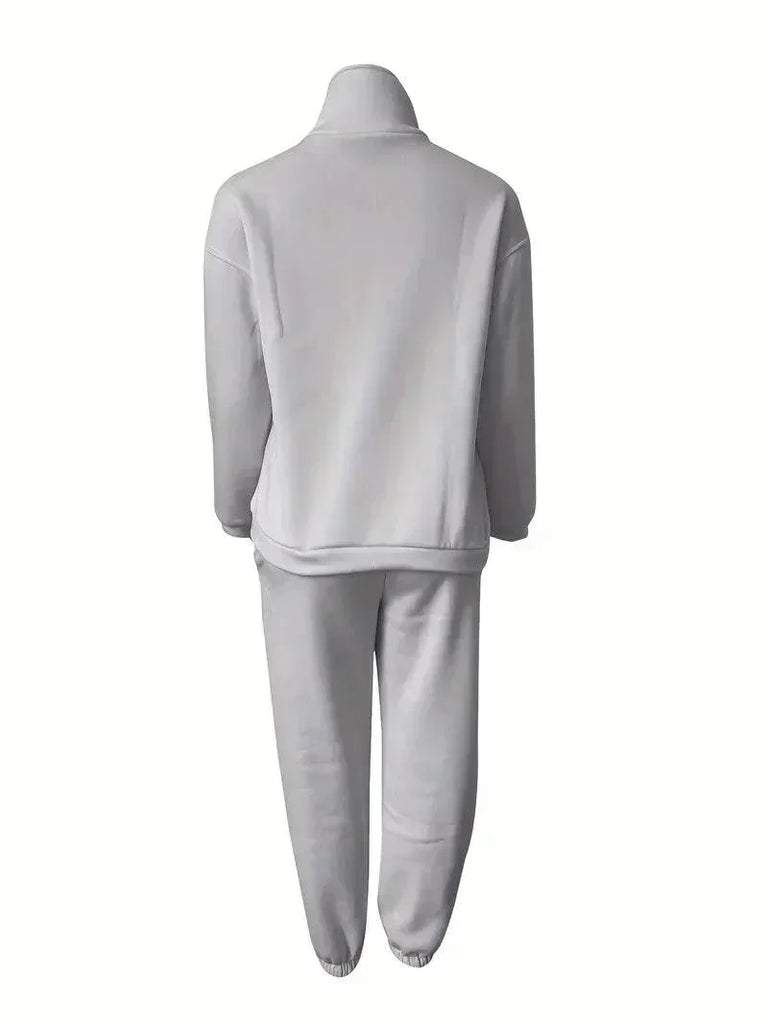 WW | Jogger Set Halber Reißverschluss Elastischer Bund Sweat Set Trainingsanzüge Damen