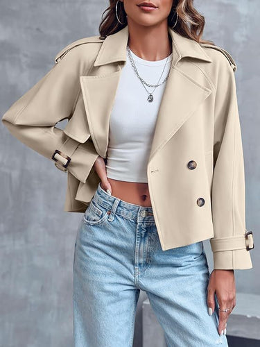 WW | Damen Kurzer Trenchcoat mit Doppelter Knopfleiste