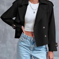 WW | Damen Kurzer Trenchcoat mit Doppelter Knopfleiste