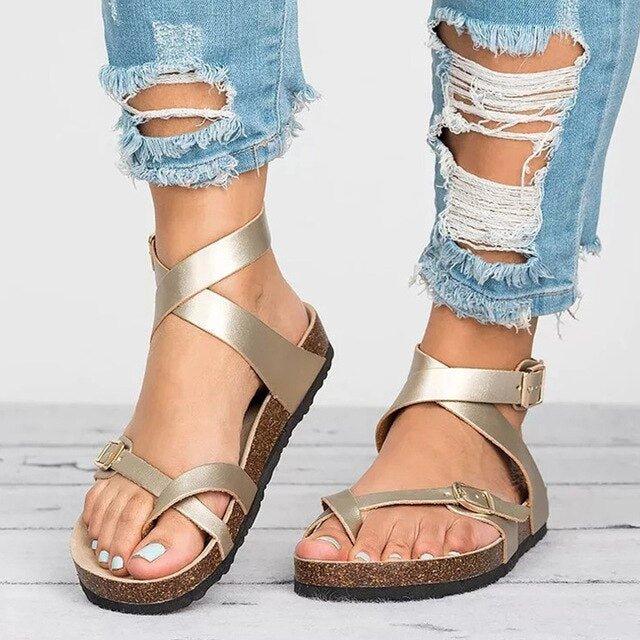 WW | Schnallenriemen Verstellbare Riemen Flache Sandalen Sommerschuhe