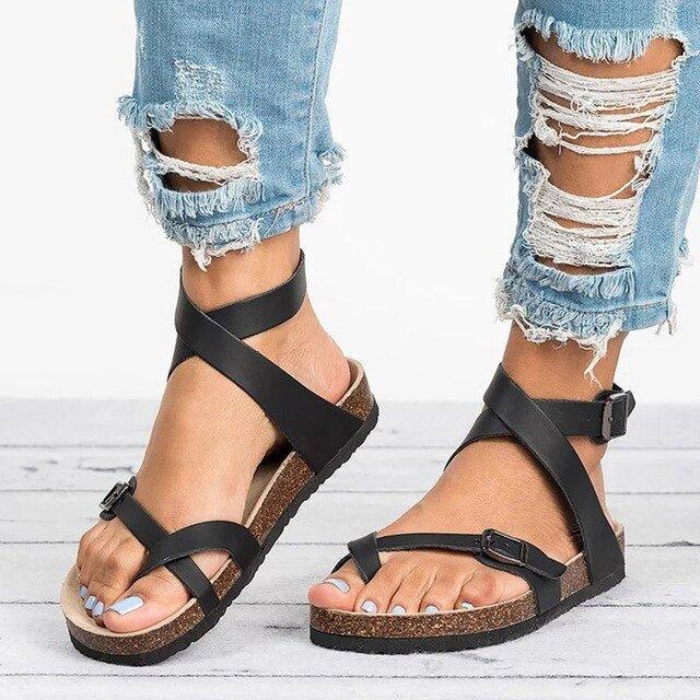 WW | Schnallenriemen Verstellbare Riemen Flache Sandalen Sommerschuhe