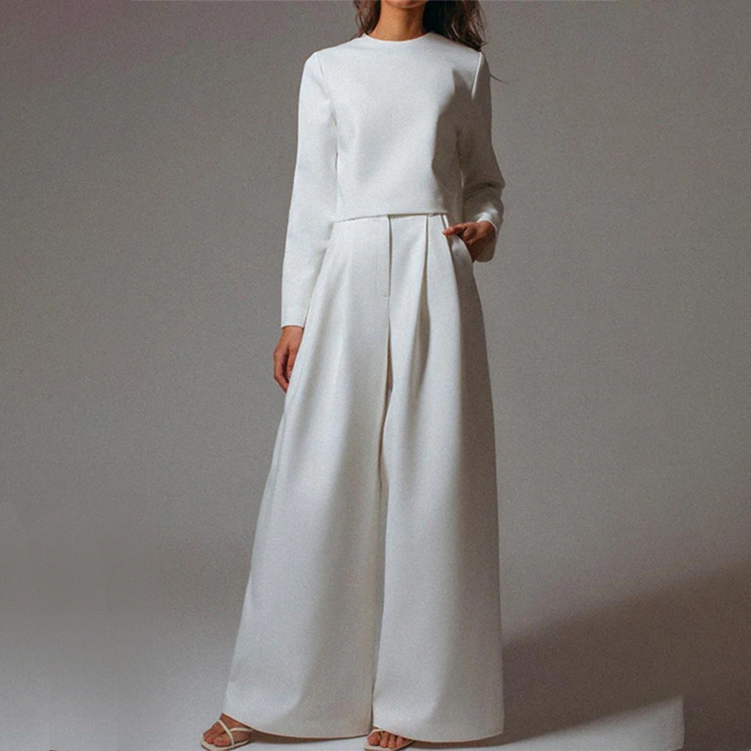 Damen-Set aus Langarmshirt und Palazzo-Hose