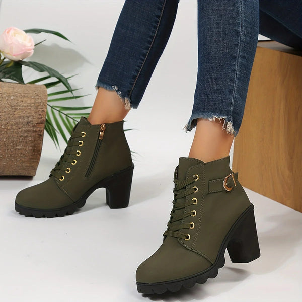 WW | Elegante Schnürstiefel Mit Absatz Für Damen