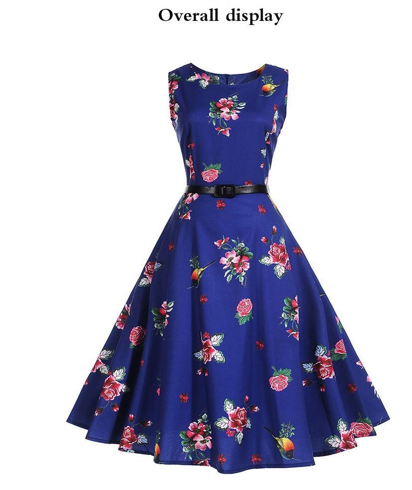 WW | Kolibri Blumenmuster A Linie Kleid