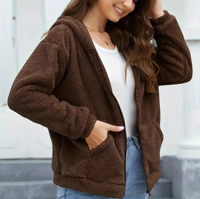 WW | Freizeit Winter Kapuzenjacke mit Reißverschluss für Frauen