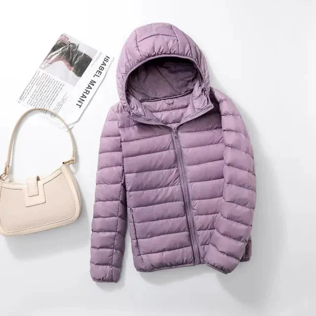 W&W Mode - Leichte Kapuzen-Pufferjacke für Frauen