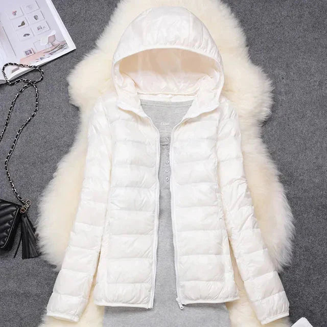 W&W Mode - Leichte Kapuzen-Pufferjacke für Frauen