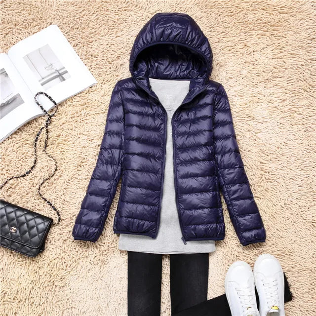 W&W Mode - Leichte Kapuzen-Pufferjacke für Frauen