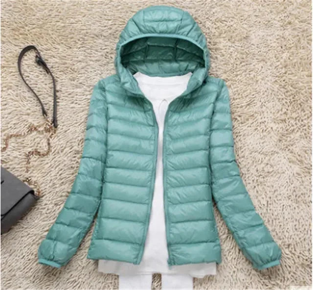 W&W Mode - Leichte Kapuzen-Pufferjacke für Frauen