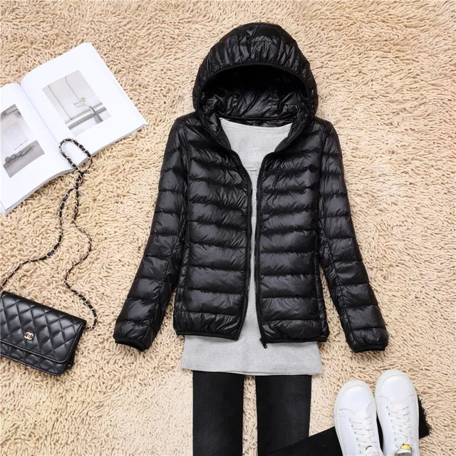 W&W Mode - Leichte Kapuzen-Pufferjacke für Frauen