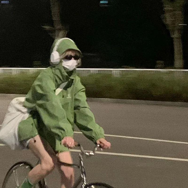 WW - Damen Wasserdichter Kapuzen-Zipper-Windbreaker-Mantel