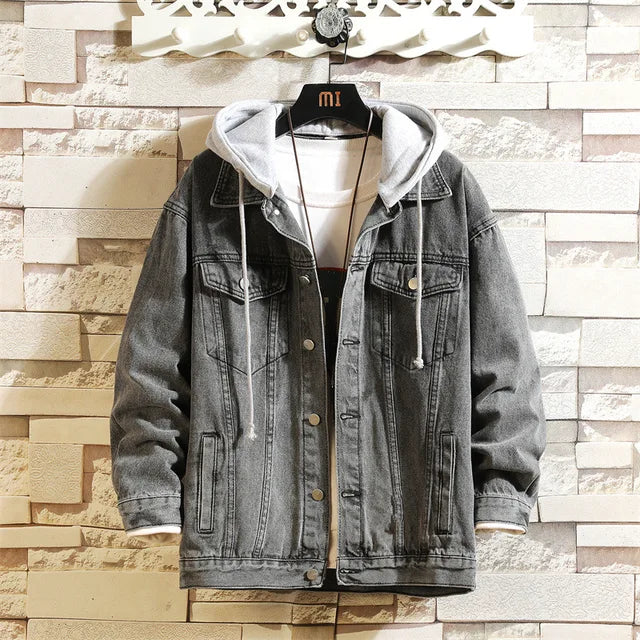 WW | Abnehmbarer Denim Jacke Mit Kapuze Für Männer