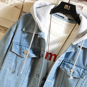 WW | Abnehmbarer Denim Jacke Mit Kapuze Für Männer