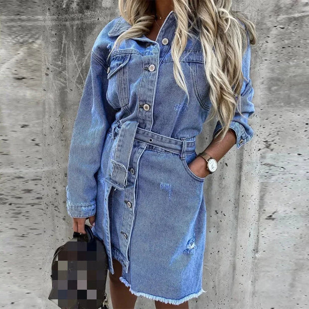 WW | Kleid Langarm Button Up Hemdkleid Minikleid
