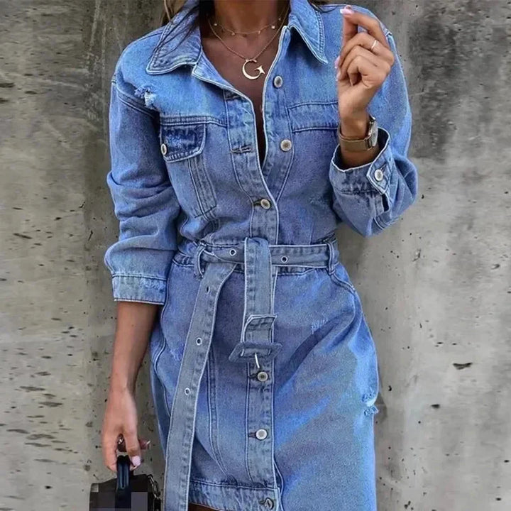 W&W Mode | Kleid Langarm Button Up Hemdkleid Minikleid