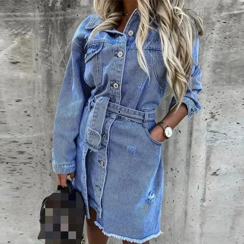 W&W Mode | Kleid Langarm Button Up Hemdkleid Minikleid