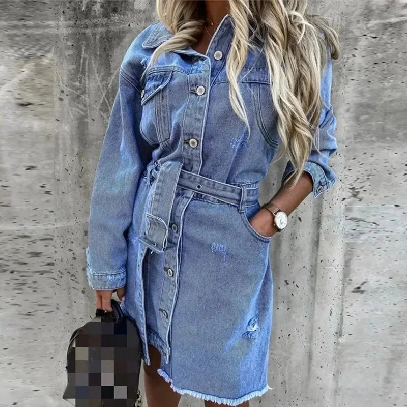 WW | Kleid Langarm Button Up Hemdkleid Minikleid