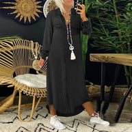 WW | Kleid Langärmeliges, locker sitzendes, knöpfbares Maxi Shirt Kleid