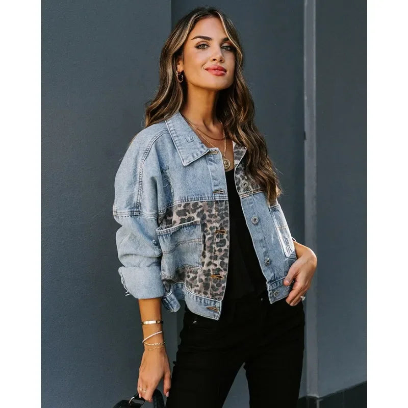 W&W Mode | Stilvolles Leopard Denim Jacke