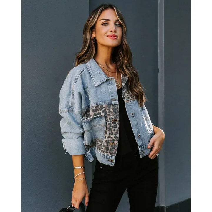 W&W Mode | Stilvolles Leopard Denim Jacke