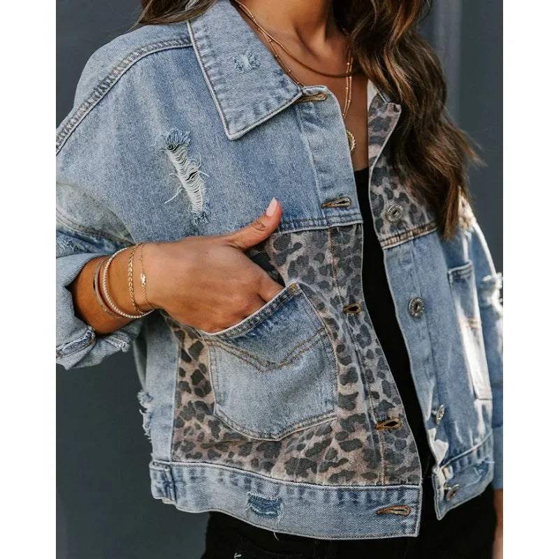 W&W Mode | Stilvolles Leopard Denim Jacke
