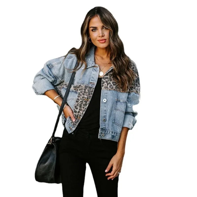 W&W Mode | Stilvolles Leopard Denim Jacke