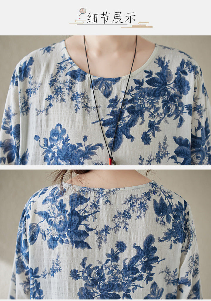 Damen Blütenmuster Maxikleid mit voluminösen Ärmeln und gerafftem Saum W&W Mode