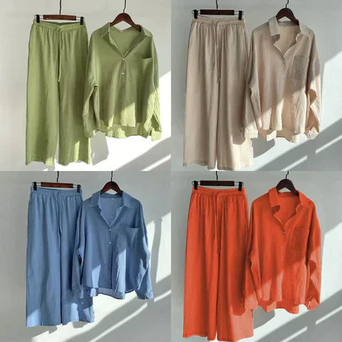 WW | Leinen-Sommer-Set mit langer Hose und Shirt