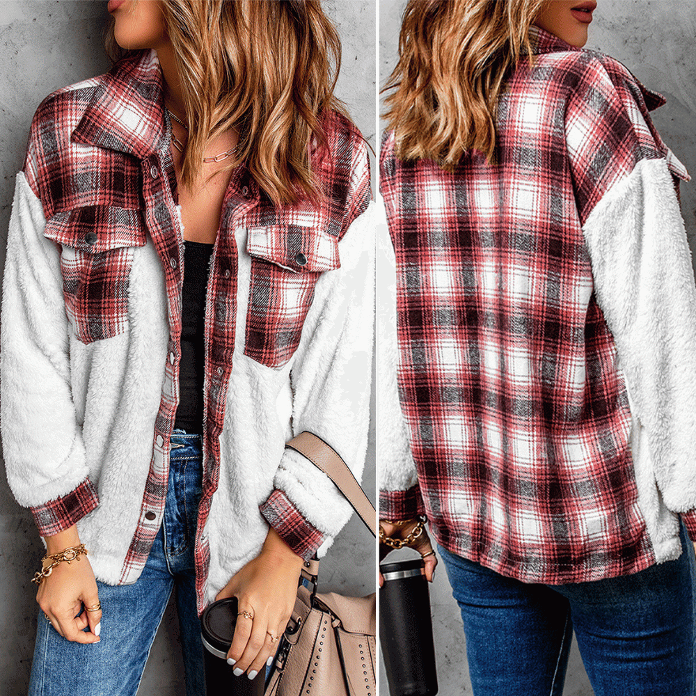 WW Fleece Jack | Warmes kariertes Fleeceshirt für Frauen