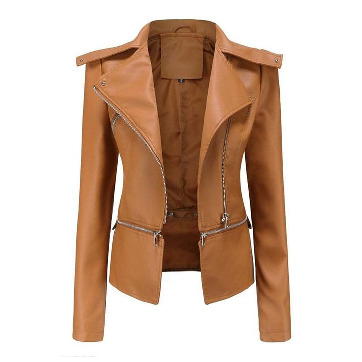 W&W Mode | Gothic Soft Leather Jacket with Lapel and Breathable Zipper Design