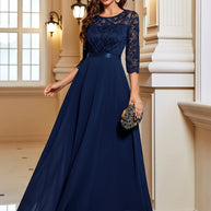 WW | Elegantes Maxi Kleid Mit Spitze Und Chiffon Für Damen