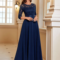 WW | Elegantes Maxi Kleid Mit Spitze Und Chiffon Für Damen