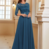 WW | Elegantes Maxi Kleid Mit Spitze Und Chiffon Für Damen