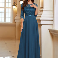 WW | Elegantes Maxi Kleid Mit Spitze Und Chiffon Für Damen