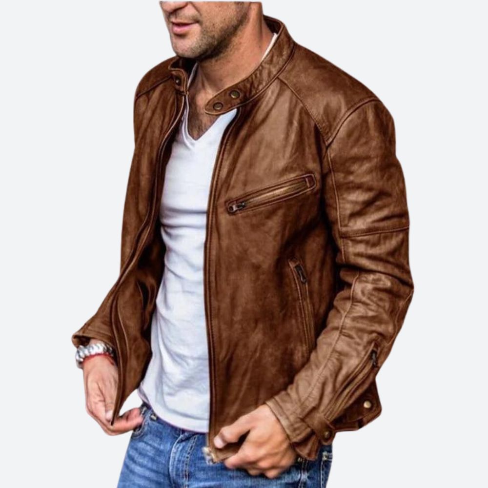 WW | Stilvolle Wetterfeste Lederjacke Für Herren