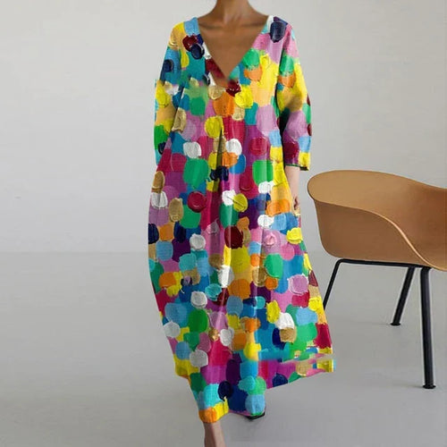 W&W Mode | Elegantes Farbenfrohes Sommerkleid mit Print