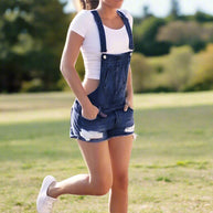 WW | Overall Zerrissene Denim Shorts