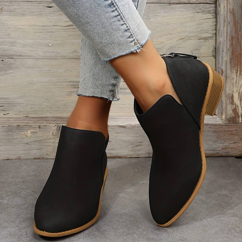 W&W Mode | Lässige Rutschfeste Stiefelette mit Spitzer Zehenpartie und Reißverschluss