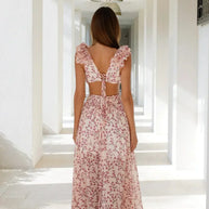 WW | Cutout Rüsch Maxi Kleid