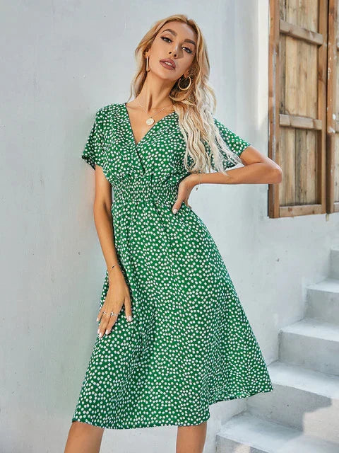 W&W Mode - Kurzärmeliges A-Linie Kleid