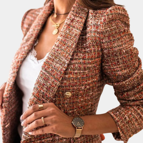 WW | Eleganter Tweed Blazer Mit Doppelter Knopfreihe Für Damen