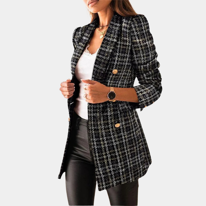 W&W Mode | Eleganter Tweed-Blazer mit doppelter Knopfreihe für Damen
