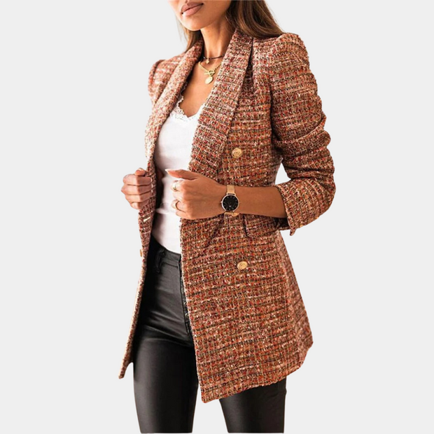 WW | Eleganter Tweed Blazer Mit Doppelter Knopfreihe Für Damen