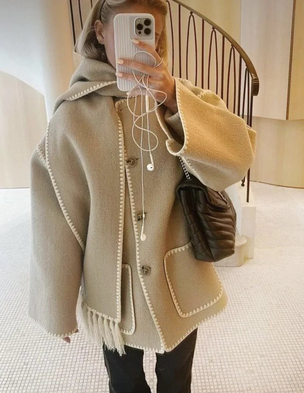 W&W Mode | Schal-Jacke mit entspannter Passform und weichem, strukturiertem Stoff für Frauen